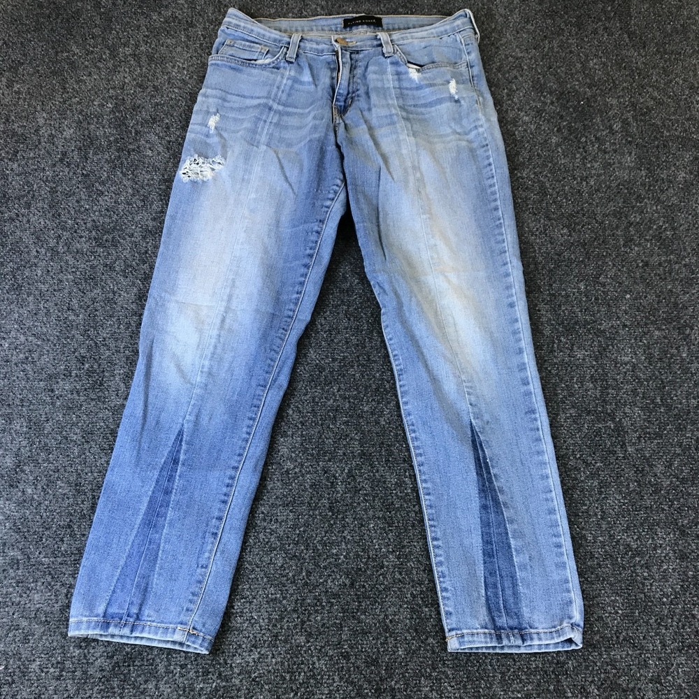 Flying Monkey Jeans Womens 28 Blue Denim Distressed 5-Pockets‎ Whiskered Outdoor